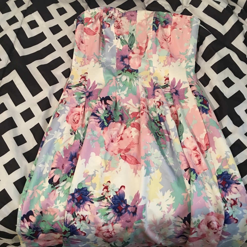NYC Floral Strapless Dress